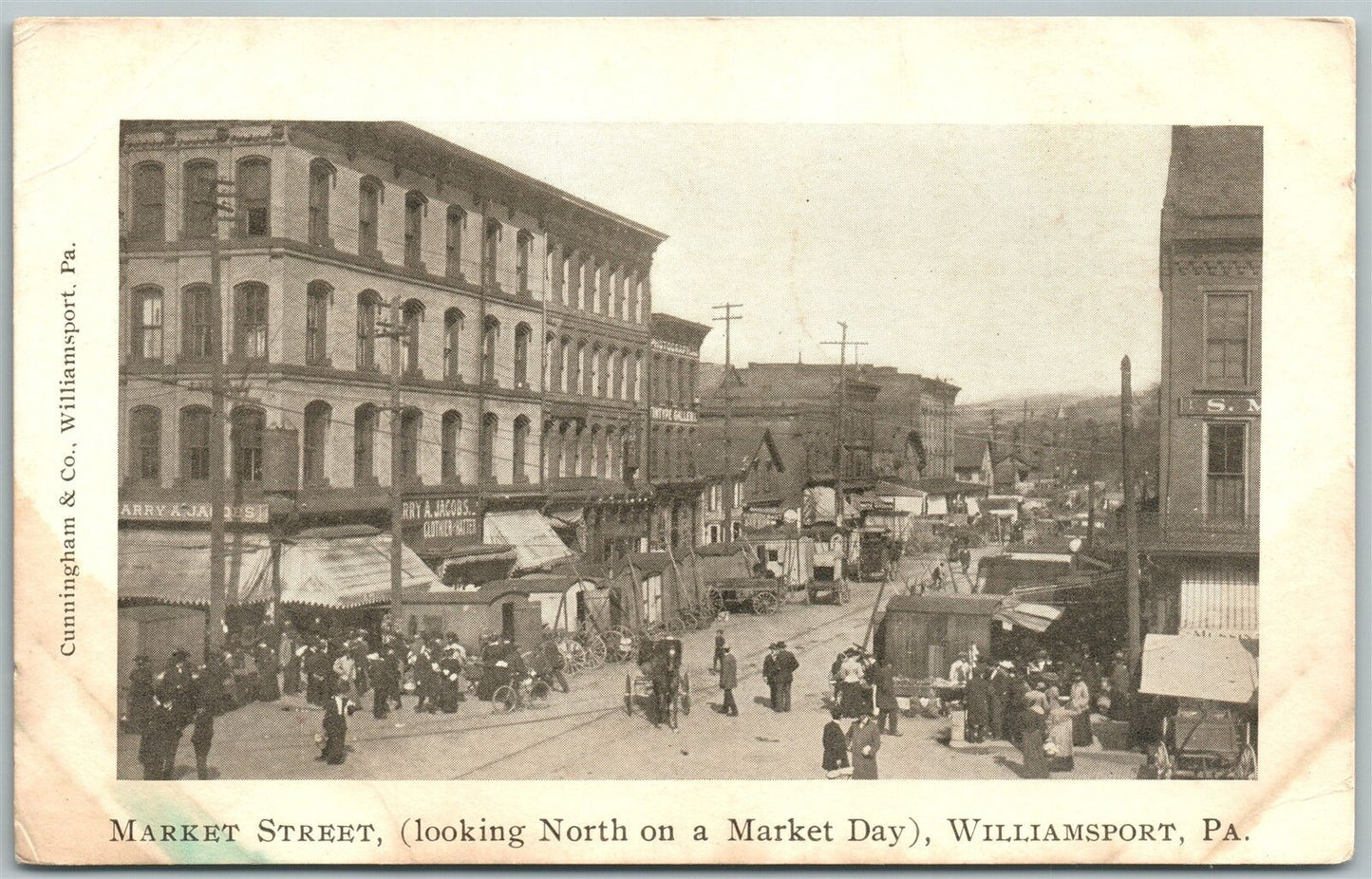 WILLIAMSPORT PA MARKET STREET UNDIVIDED ANTIQUE POSTCARD