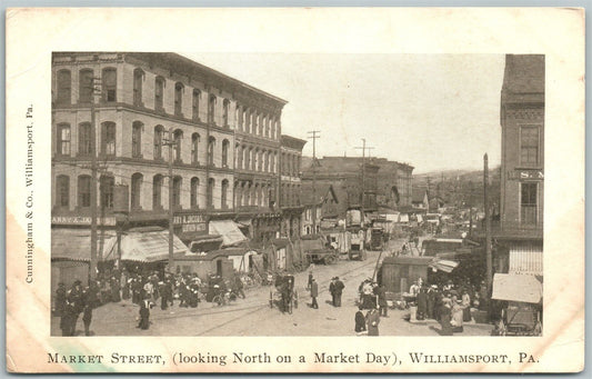 WILLIAMSPORT PA MARKET STREET UNDIVIDED ANTIQUE POSTCARD