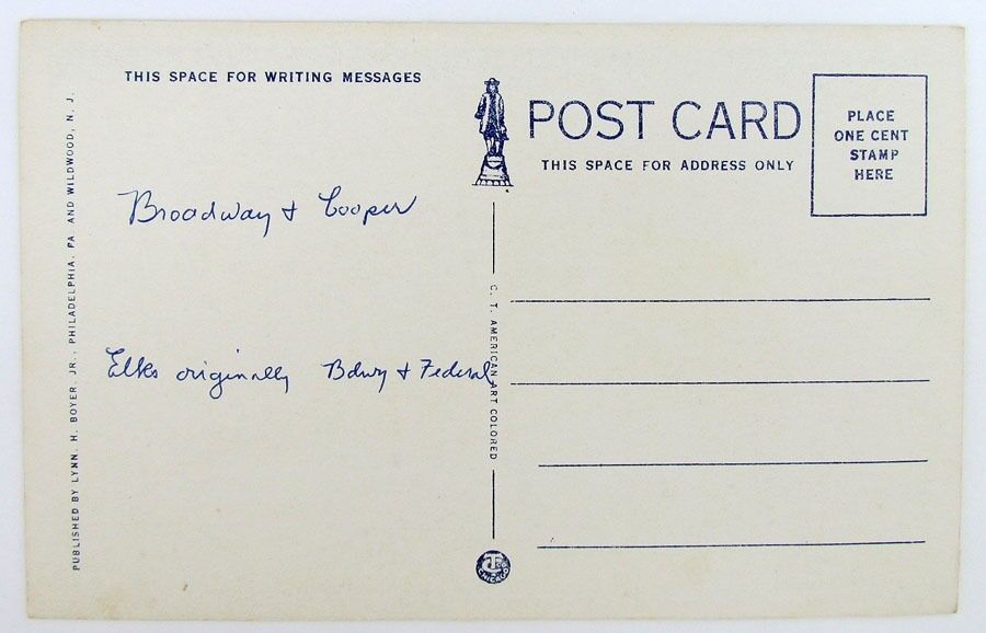 VINTAGE POSTCARD HOTEL WALT WHTMAN AND ELKS CLUB CAMDEN N.J.