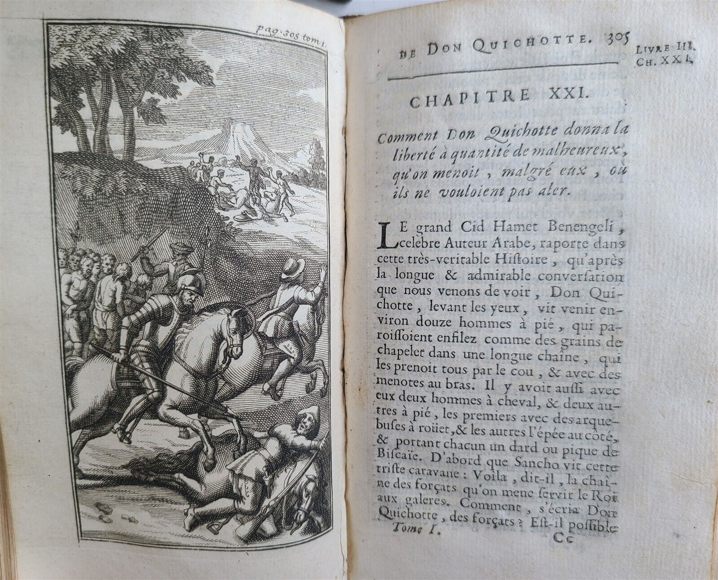 1713 DON QUICHOTTE DE LA MANCHE by CERVANTES 6 VOLUMES antique ILLUSTRATED