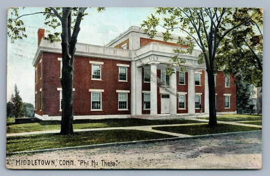 MIDDLETOWN CT PHI NU THETA 1910 ANTIQUE POSTCARD