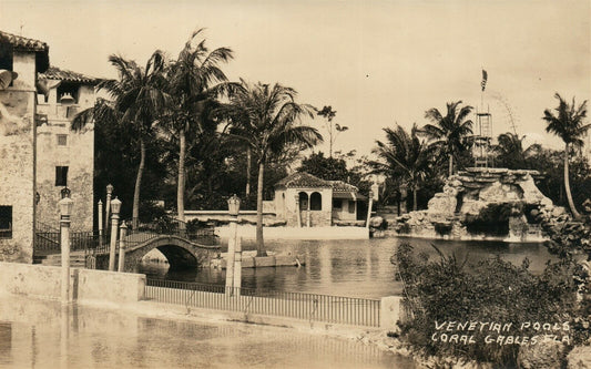 CORAL GABLES FL VENETIAN POOLS VINTAGE REAL PHOTO POSTCARD RPPC