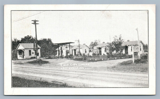 GREENVILLE IL GAS STATION ANTIQUE POSTCARD