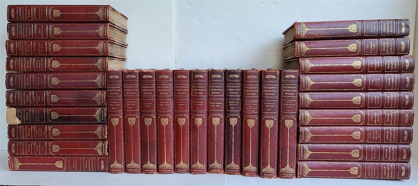 1900 COMPLETE WORKS of CHARLES DICKENS antique 30 VOLUMES in ENGLISH