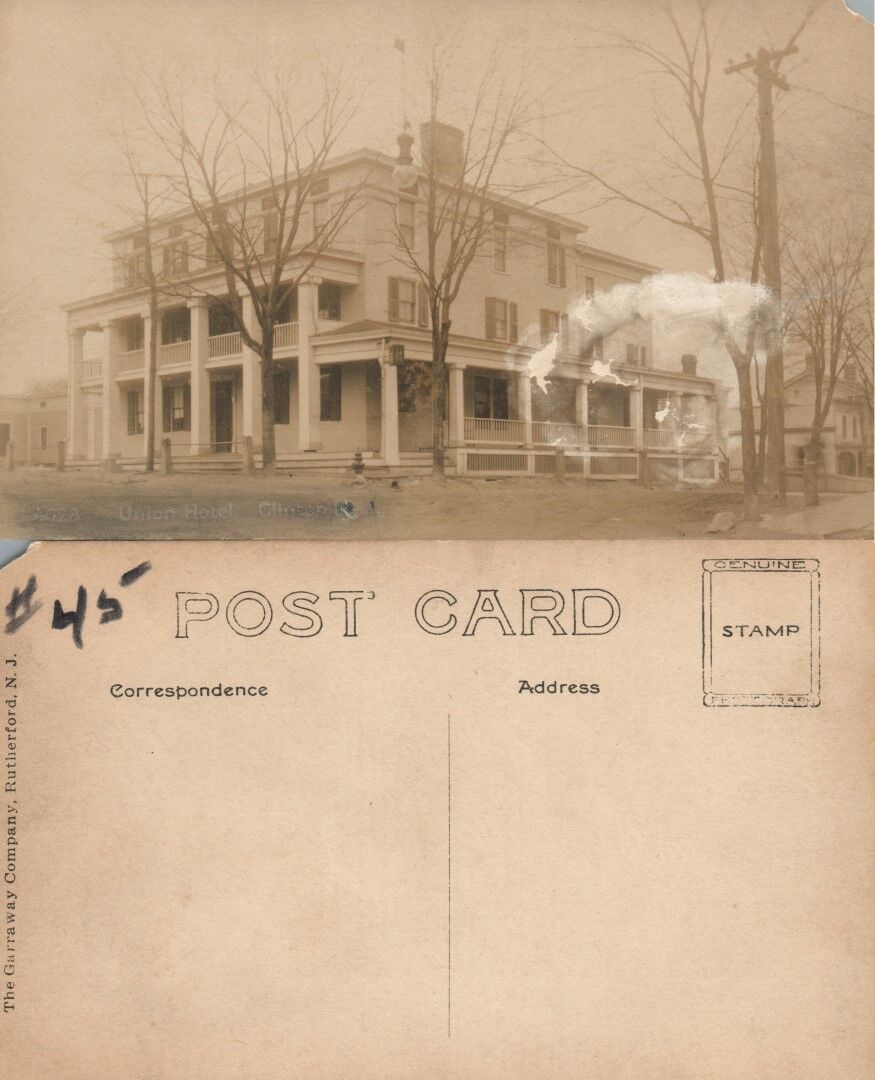 CLINTON N.J. UNION HOTEL REAL PHOTO ANTIQUE POSTCARD RPPC