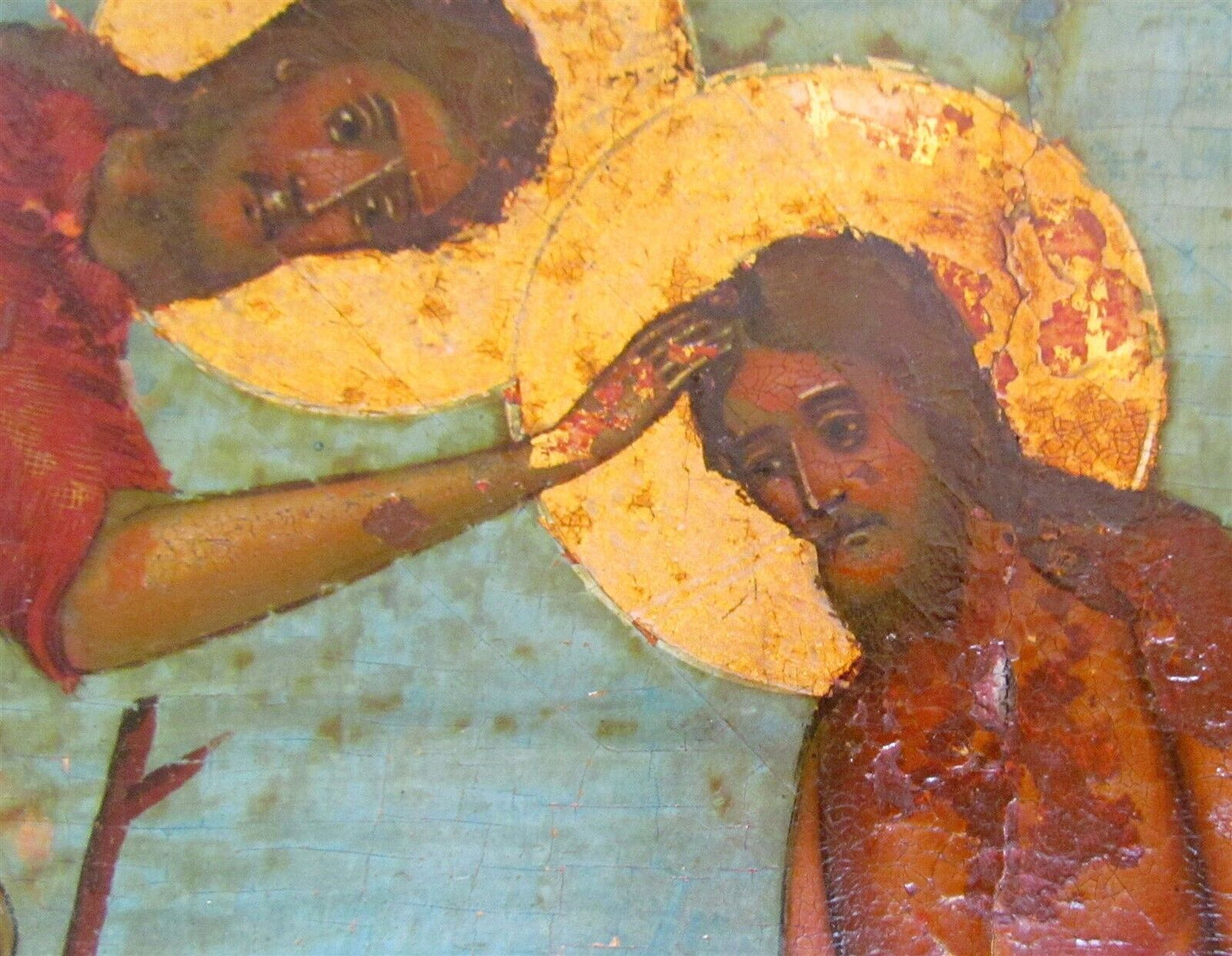 RUSSIAN ICON of BAPTISM of CHRIST antique 19th CENTURY