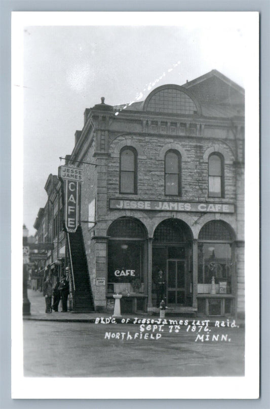 NORTHFIELD MN JESSE JAMES CAFE BUILDING VINTAGE REAL PHOTO POSTCARD RPPC