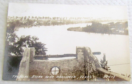 TROPICAL SCENE NEAR HARLINGEN TEXAS RPPC 1940 VINTAGE REAL PHOTO POSTCARD