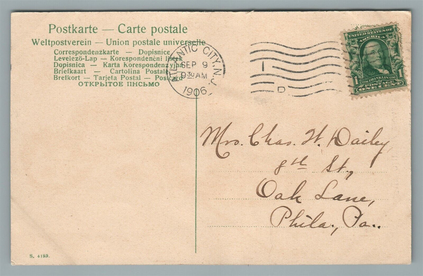 ATLANTIC CITY NJ BOATING COMIC ANTIQUE POSTCARD