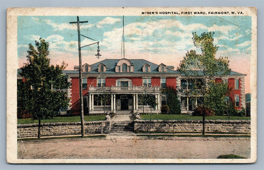 FAIRMONT W.Va MINER'S HOSPITAL 1920 ANTIQUE POSTCARD