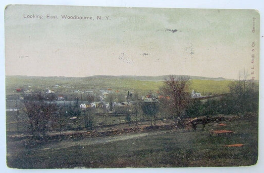 VINTAGE 1919 POSTCARD LOOKING EAST WOODBOURNE NY NEW YORK
