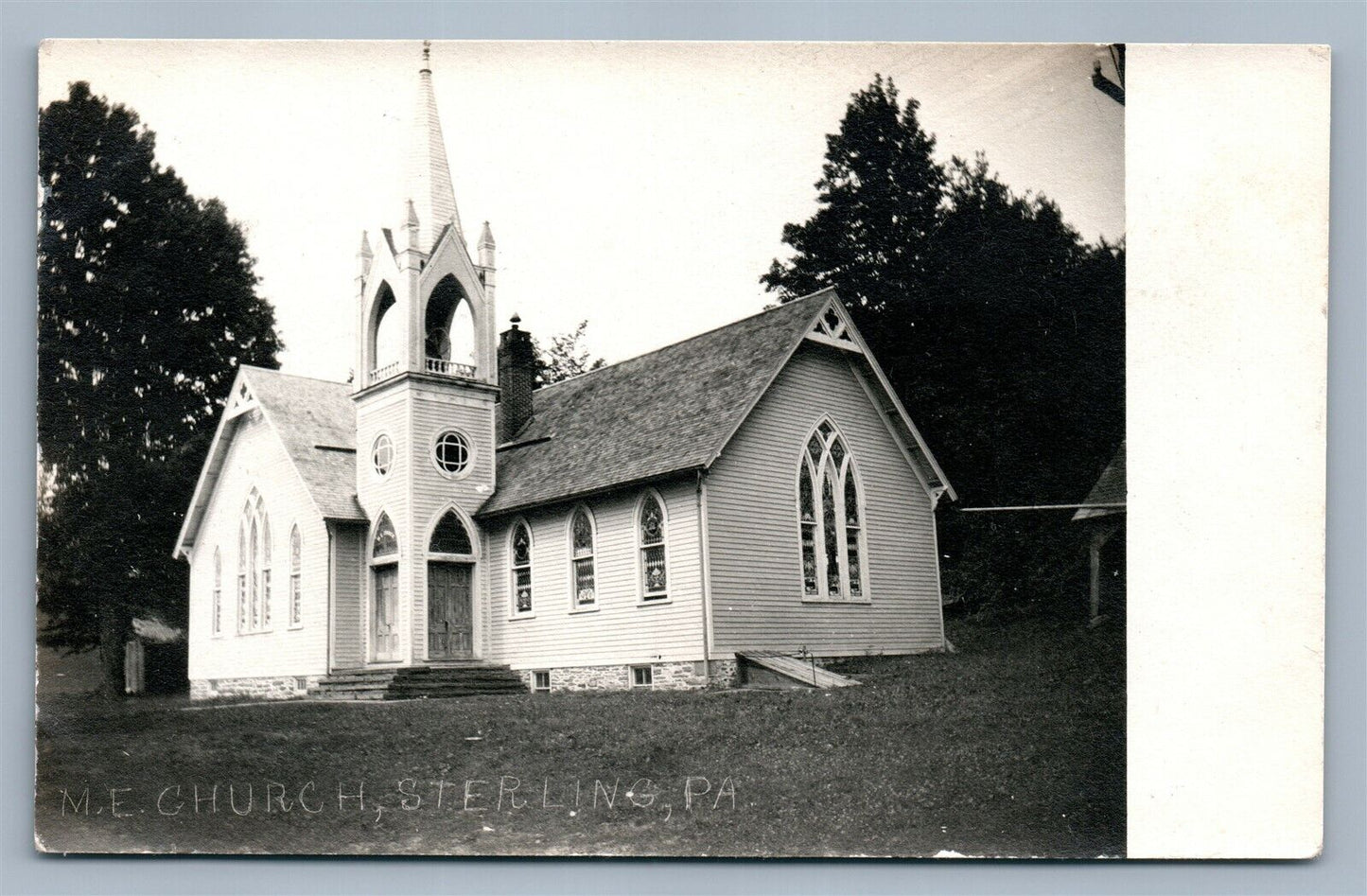 STERLING PA M.E. CHURCH ANTIQUE REAL PHOTO POSTCARD RPPC