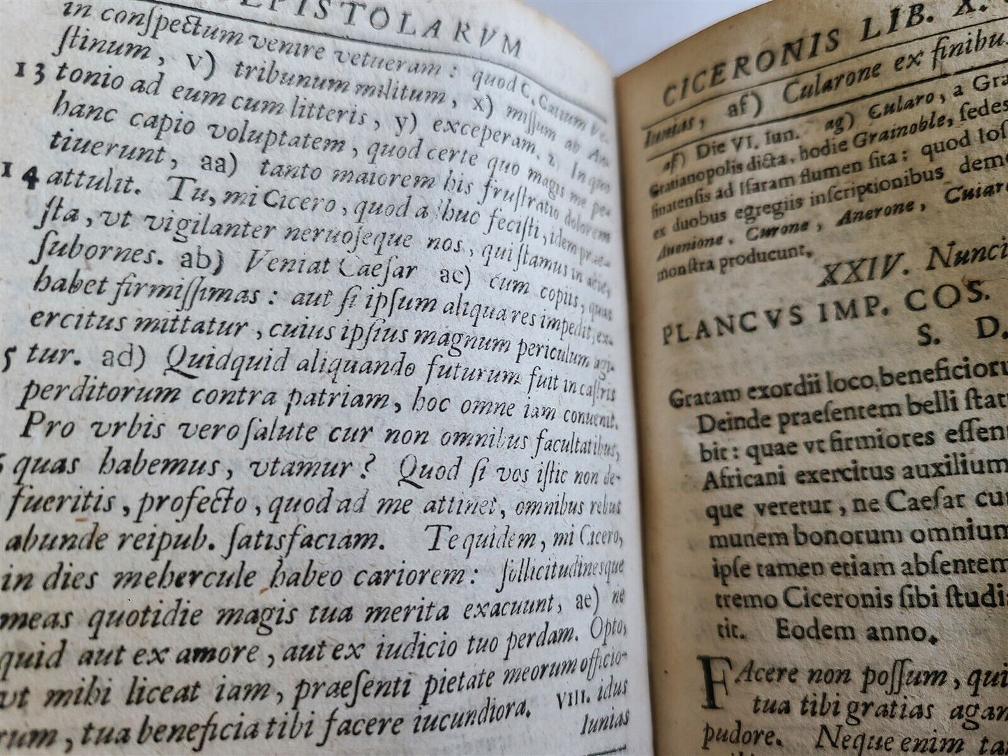 1739 CICERO EPISTOLARUM ad DIVERSOS antique M. TULLII CICERONIS