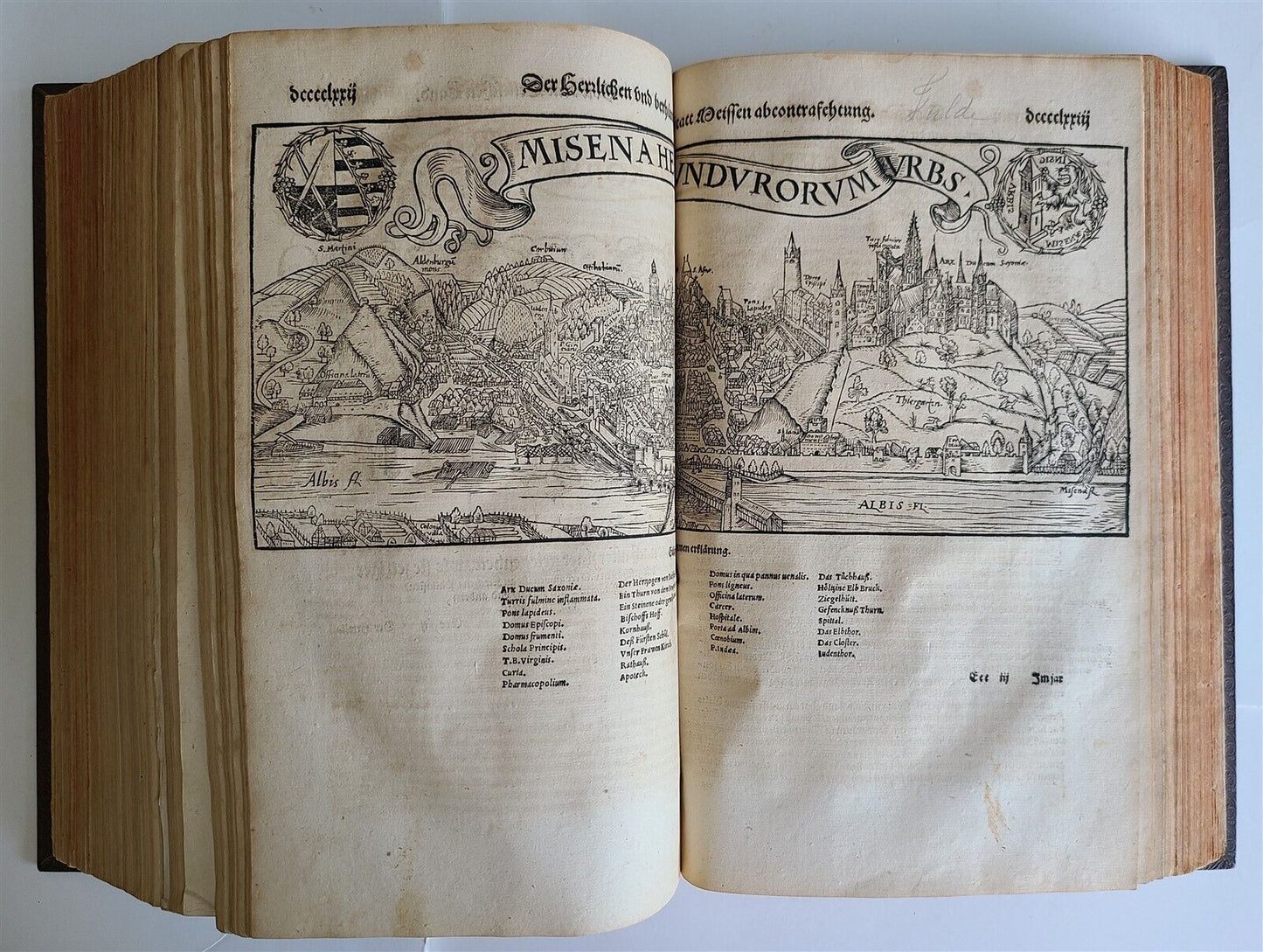 1578 COSMOGRAPHY by Sebastian Munster antique RARE ILLUSTRATED w/ MAPS PIGSKIN