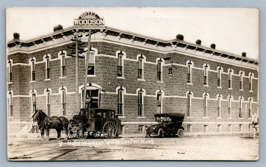 YATES CENTER KS HOTEL WOODSON ANTIQUE REAL PHOTO POSTCARD RPPC