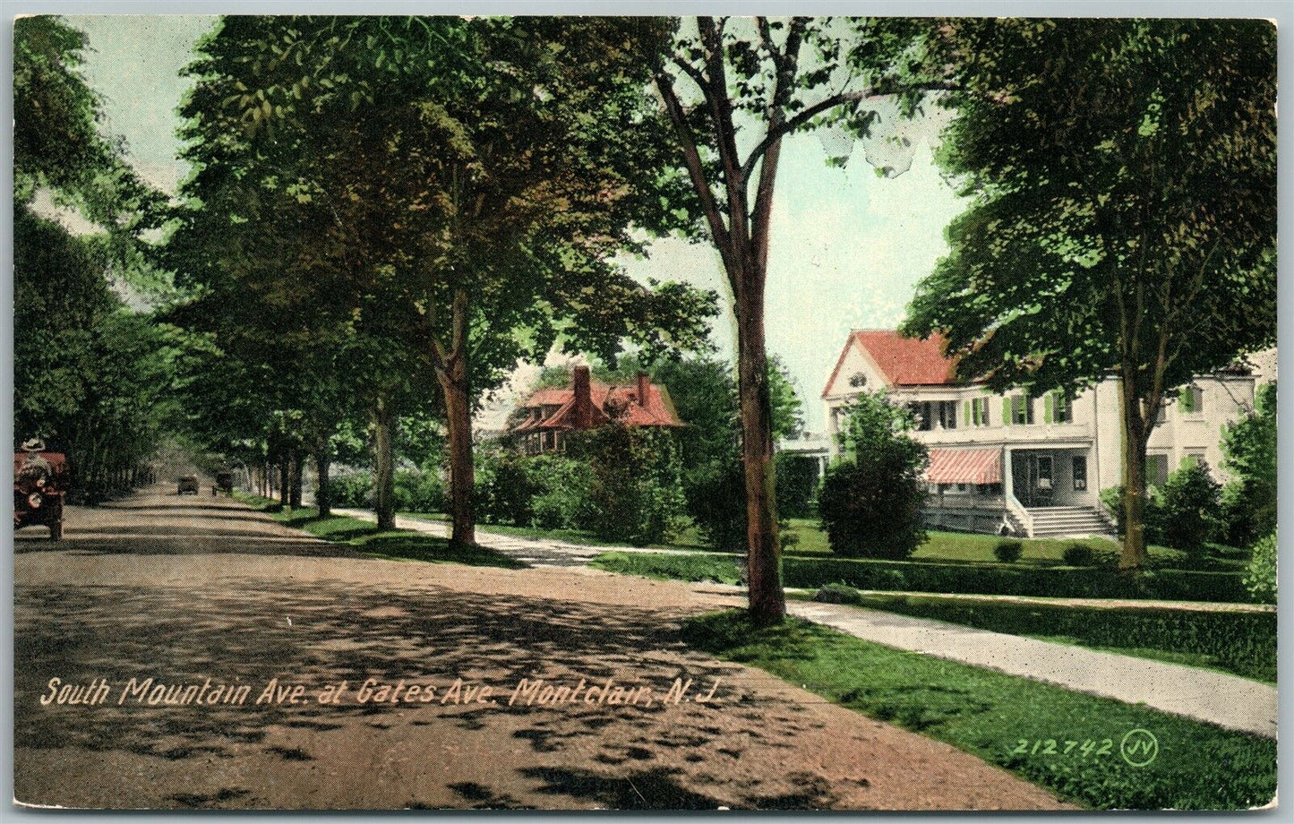 MONTCLAIR NJ SOUTH MOUNTAIN AVENUE AT GATES AVE. 1911 ANTIQUE POSTCARD