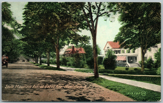 MONTCLAIR NJ SOUTH MOUNTAIN AVENUE AT GATES AVE. 1911 ANTIQUE POSTCARD