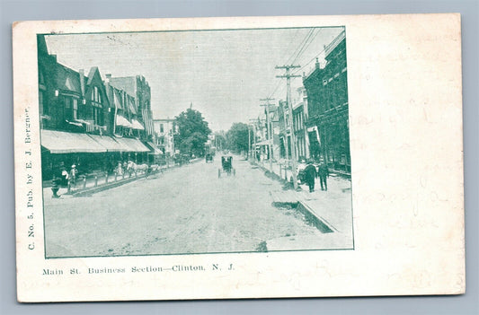 CLINTION NJ BUSINESS SECTION ANTIQUE POSTCARD