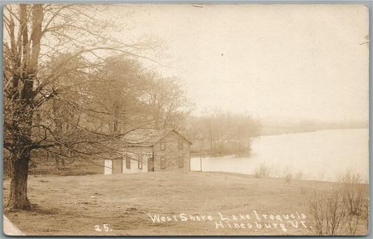 HINESBURG VT WEST SHORE LAKE IROQUOIS ANTIQUE REAL PHOTO POSTCARD RPPC
