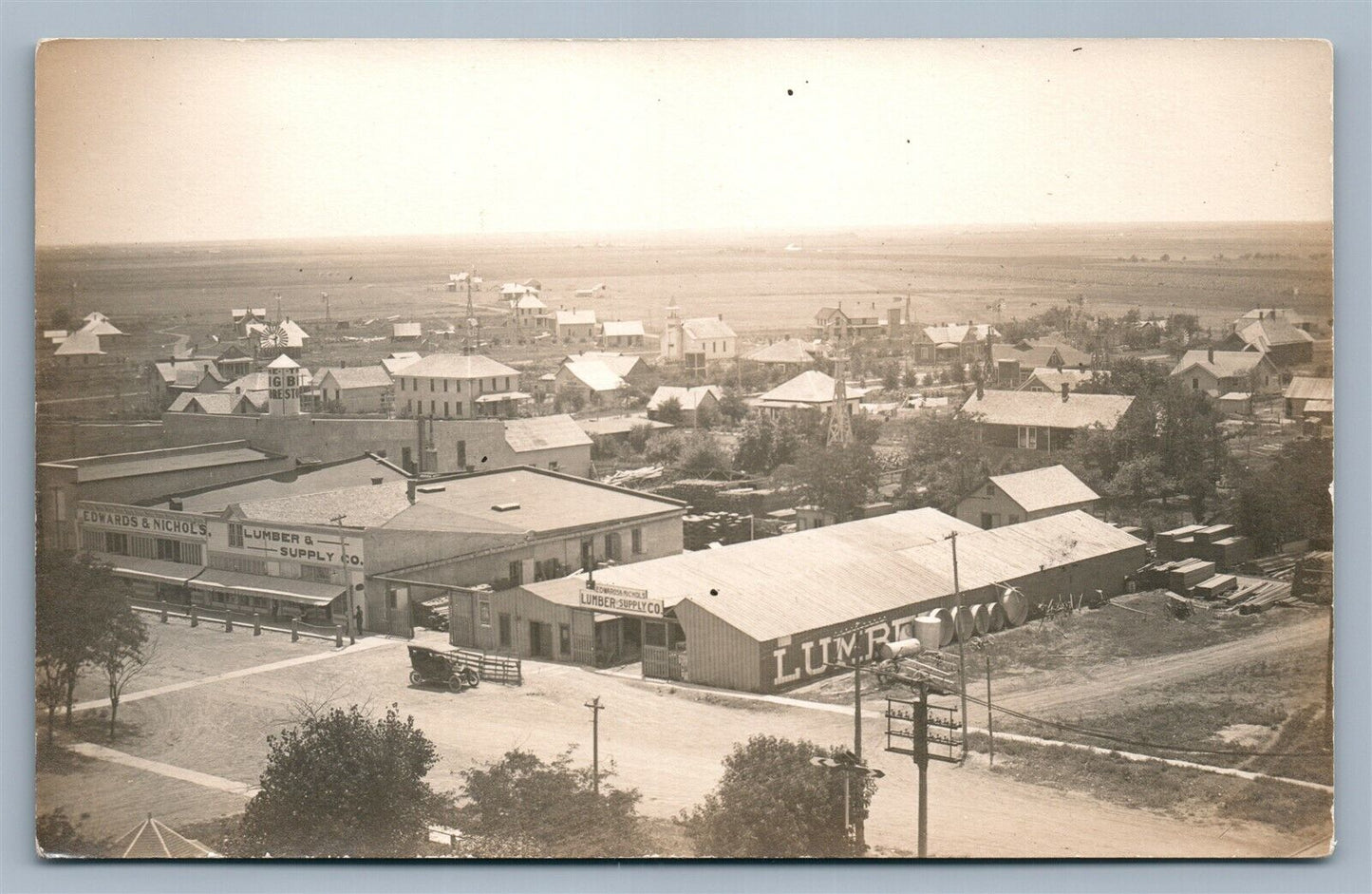 SPEARVILLE KS LUMBER SUPPLY COMPANY ANTIQUE REAL PHOTO POSTCARD RPPC