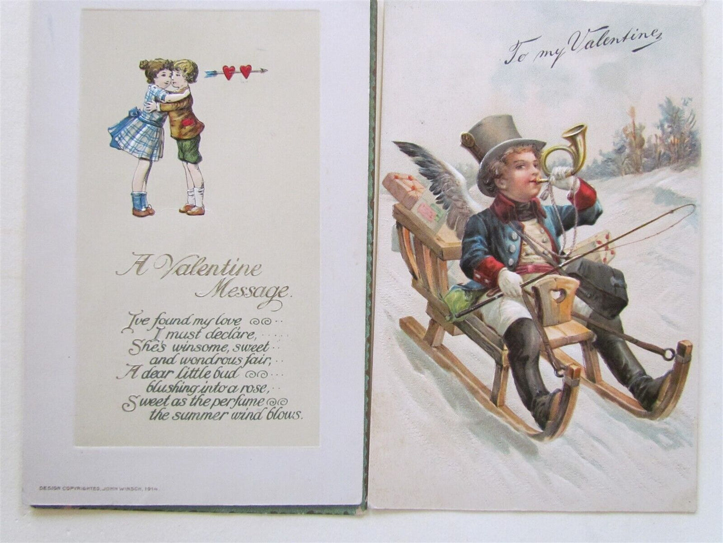 LOT of 15 VALENTINE ANTIQUE EMBOSSED POSTCARDS