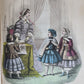 1856 LE ORE CASALINGHE antique FASHION DESIGNS ILLUSTRATED in ITALIAN