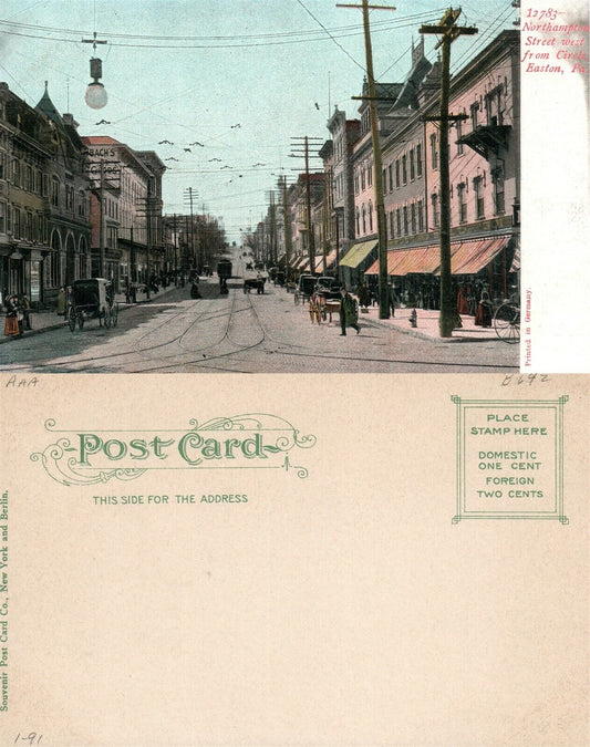 EASTON PA NORTHAMPTON STREET UNDIVIDED ANTIQUE POSTCARD