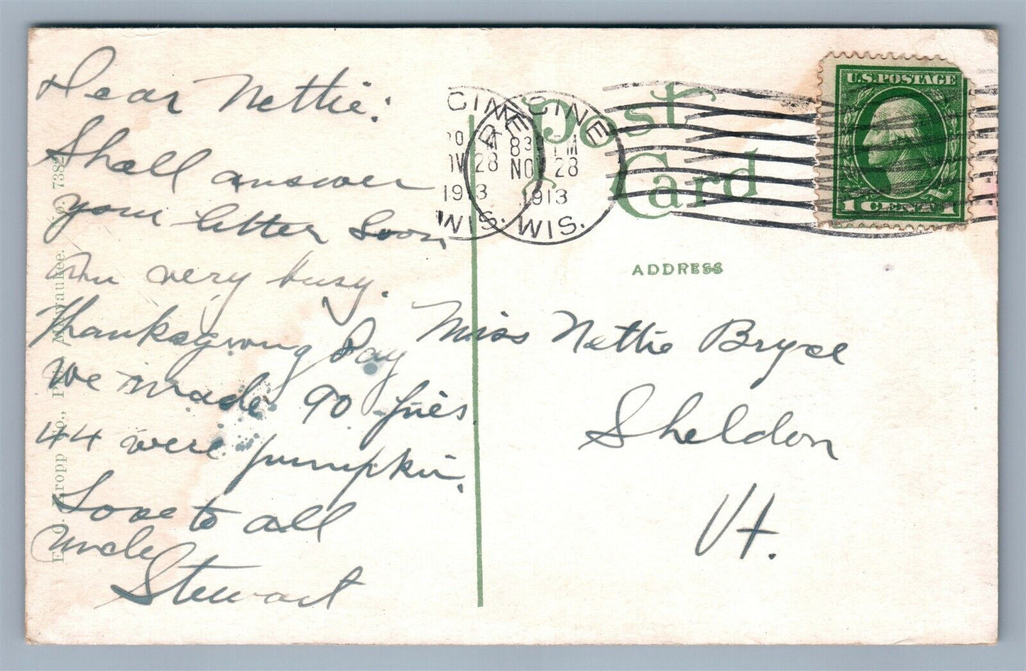 RACINE WI RECESS GILBERT KNAPP SCHOOL ANTIQUE POSTCARD