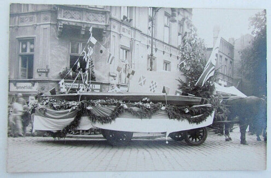 RPPC VINTAGE PHOTO POSTCARD HORSE WAGON STREET SCENE GERMANY or SWITZERLAND