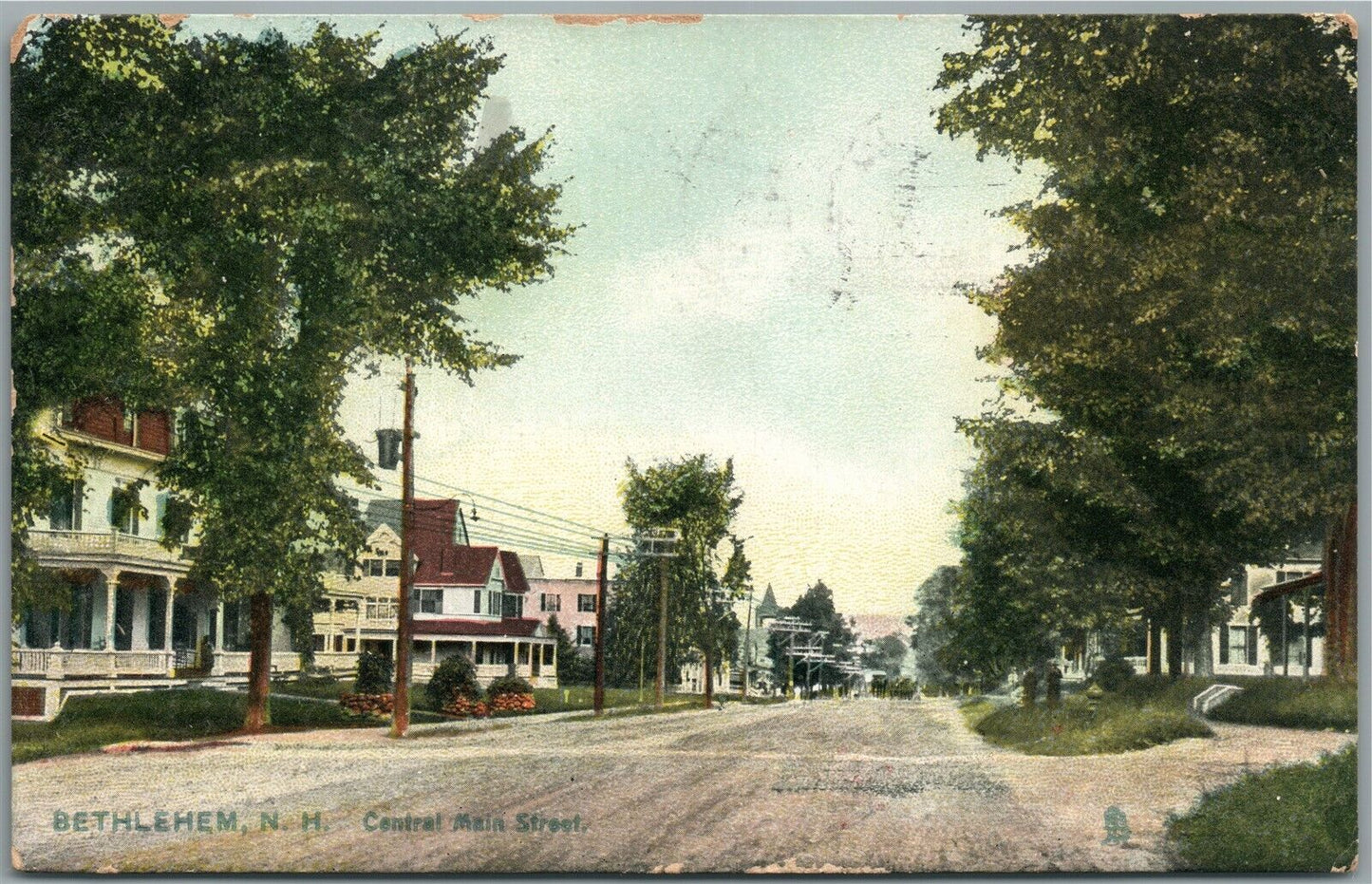 BETHLEHEM NH CENTRAL MAIN STREET ANTIQUE POSTCARD