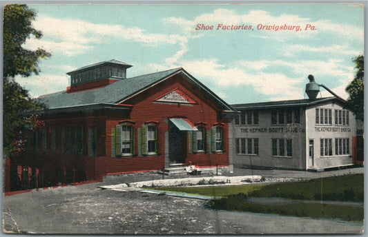 ORWIGSBURG PA SHOE FACTORIES ANTIQUE POSTCARD