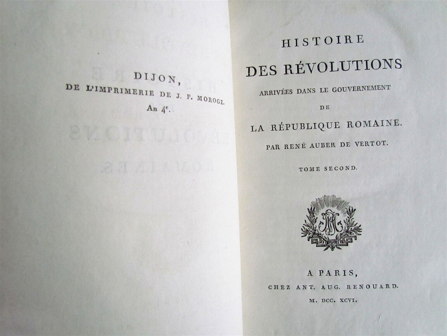 1796 SET of 4 HISTORY of REVOLUTIONS in ROMAN REPUBLIC in FRENCH antique