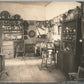 KITCHEN INTERIOR w/ PEWTER TABLEWARE ANTIQUE REAL PHOTO POSTCARD RPPC