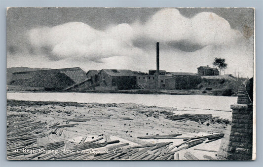 CARTHAGE NY ST.REGIS ROSSING PLANT ANTIQUE POSTCARD w/ CORK CANCEL