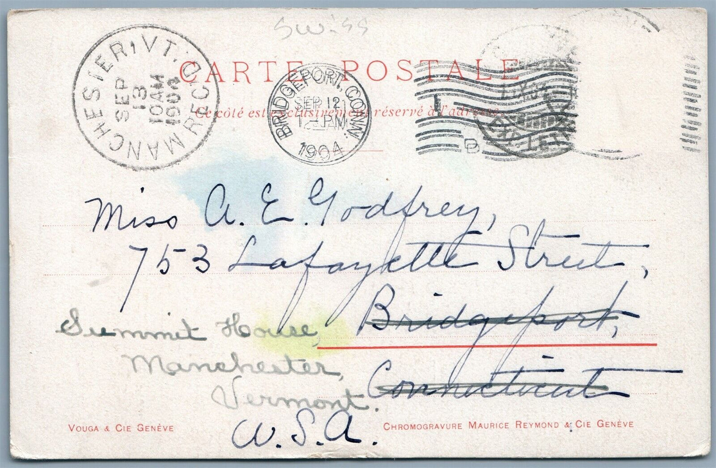 ARTIST SIGNED GENEVA SWITZERLAND UNDIVIDED ANTIQUE POSTCARD