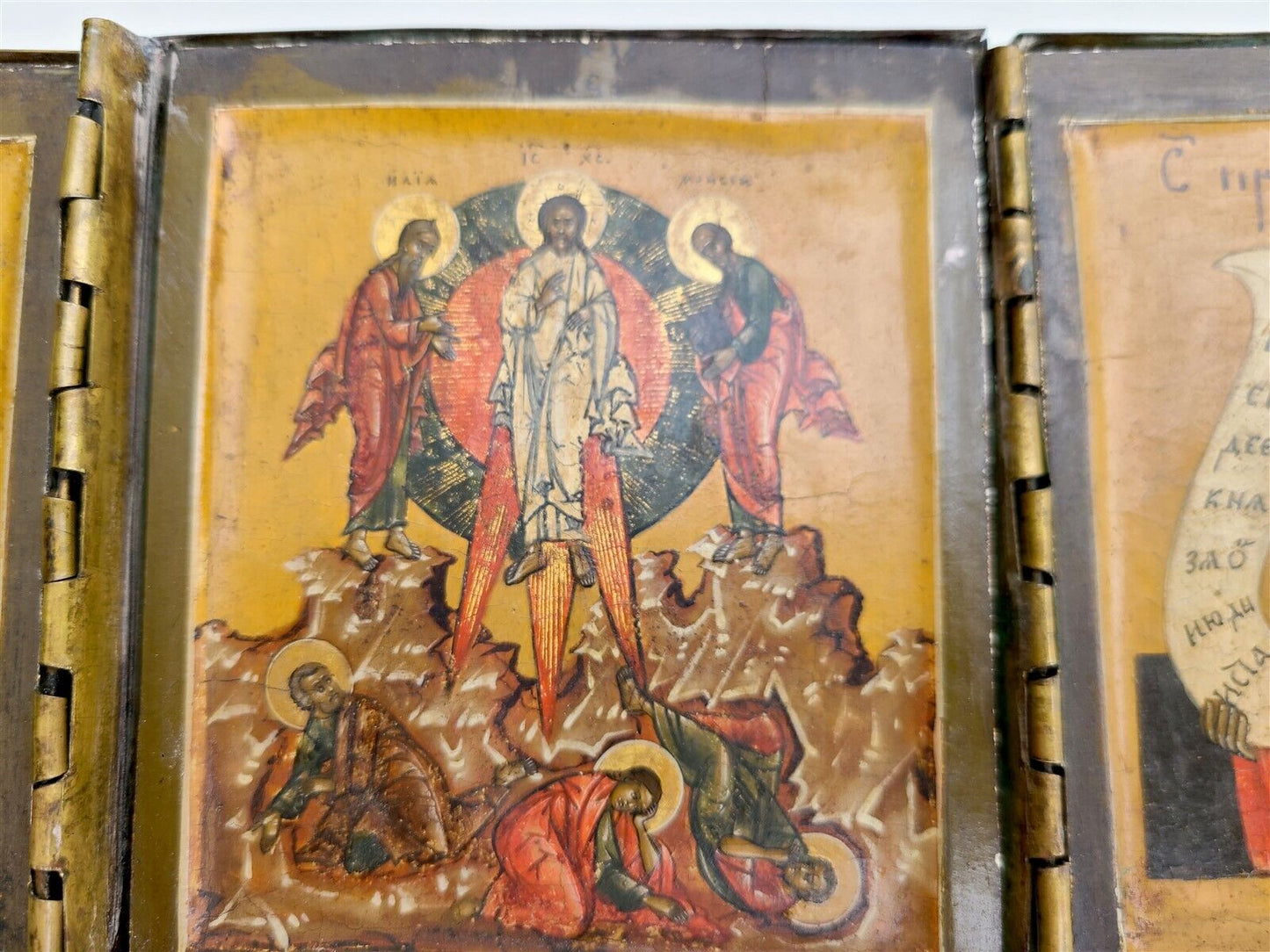 RUSSIAN ICON TRIPTYCH early 19th CENTURY antique HAND PAINTED