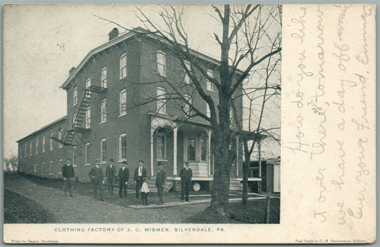 SILVERDALE PA CLOTHING FACTORY of J.C. WISMER ANTIQUE POSTCARD