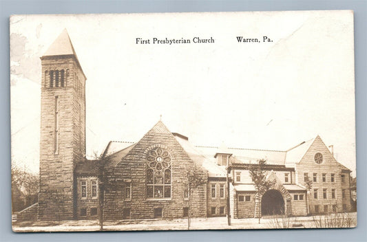 WARREN PA PRESBYTERIAN CHURCH ANTIQUE REAL PHOTO POSTCARD RPPC