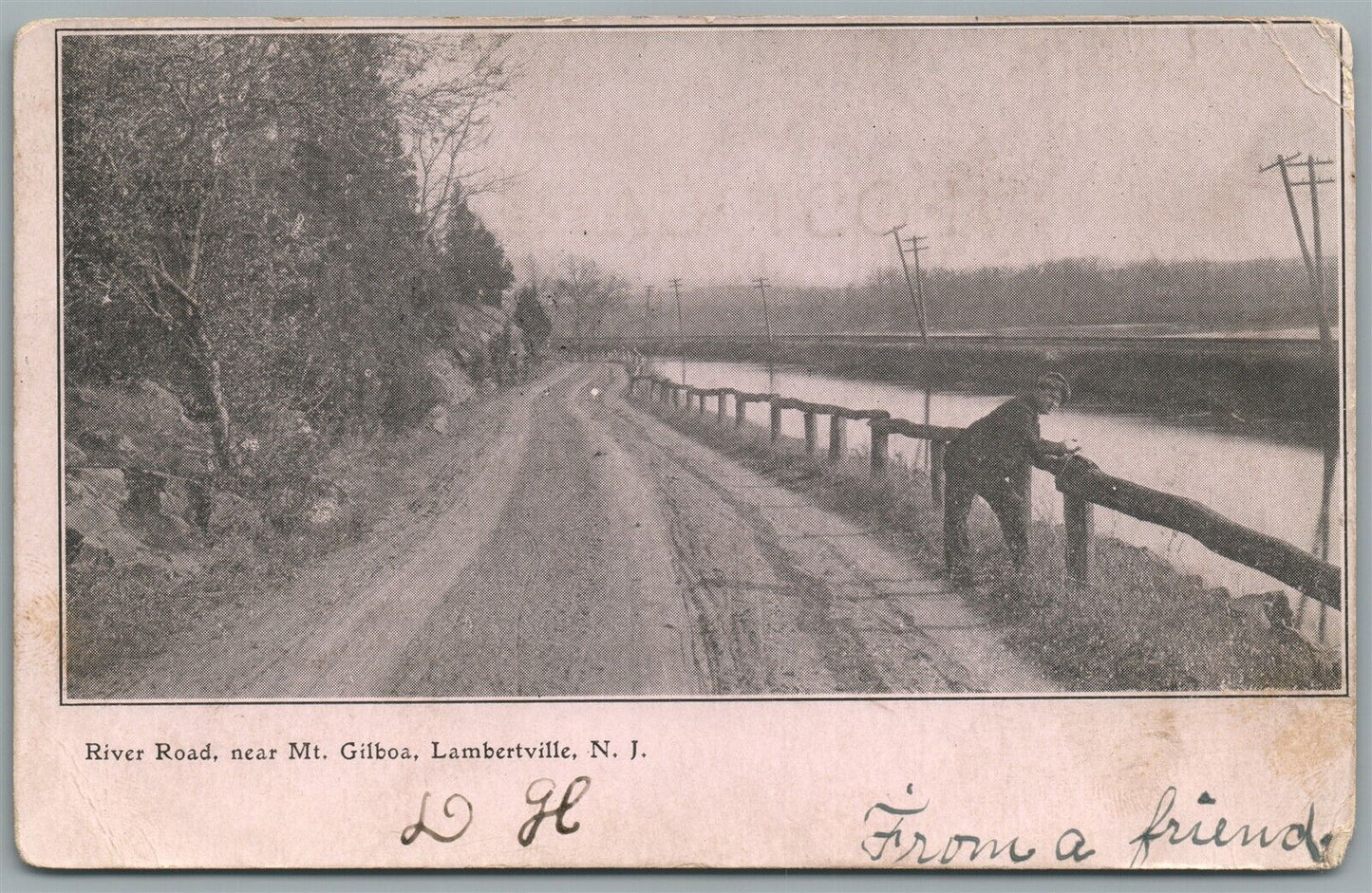 LAMBERTVILLE NJ RIVER ROAD ANTIQUE POSTCARD