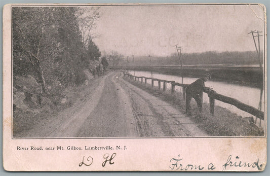 LAMBERTVILLE NJ RIVER ROAD ANTIQUE POSTCARD