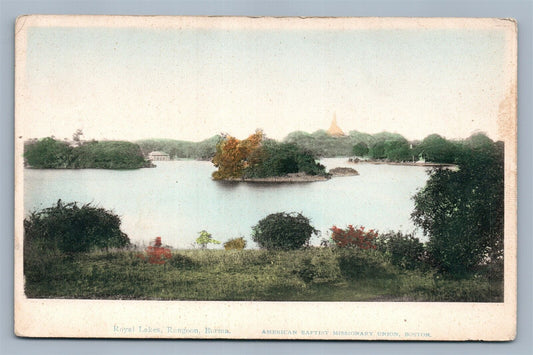 BURMA RANGOON ROYAL LAKES ANTIQUE POSTCARD