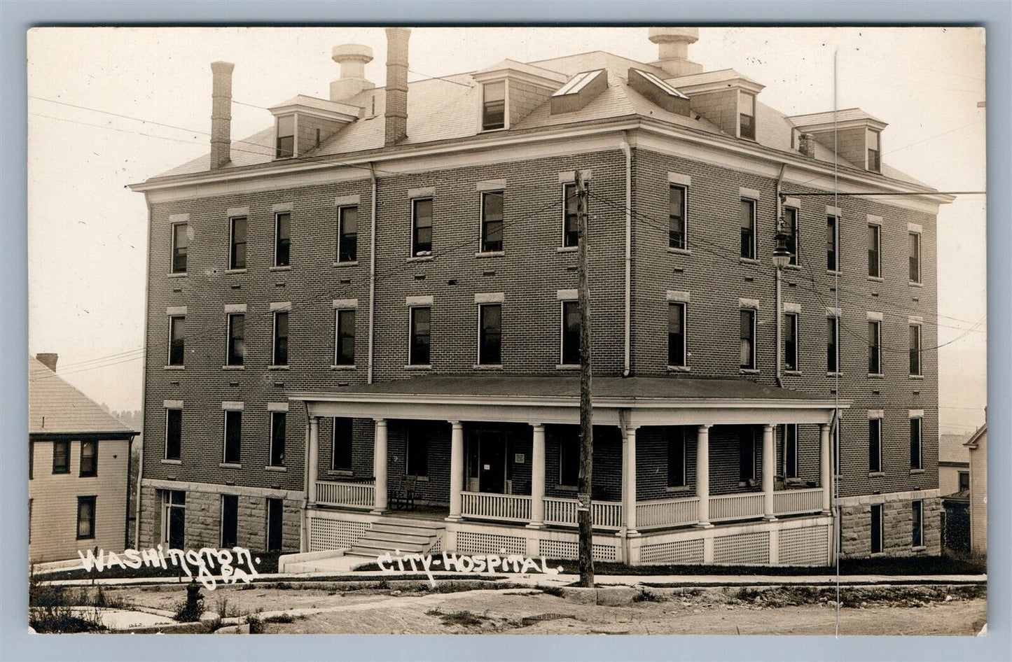WASHINGTON PA CITY HOSPITAL ANTIQUE REAL PHOTO POSTCARD RPPC