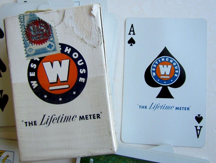 VINTAGE 1950s BOXED PLAYING CARDS DECK LIFETIME METER Co. RALEIGH NC