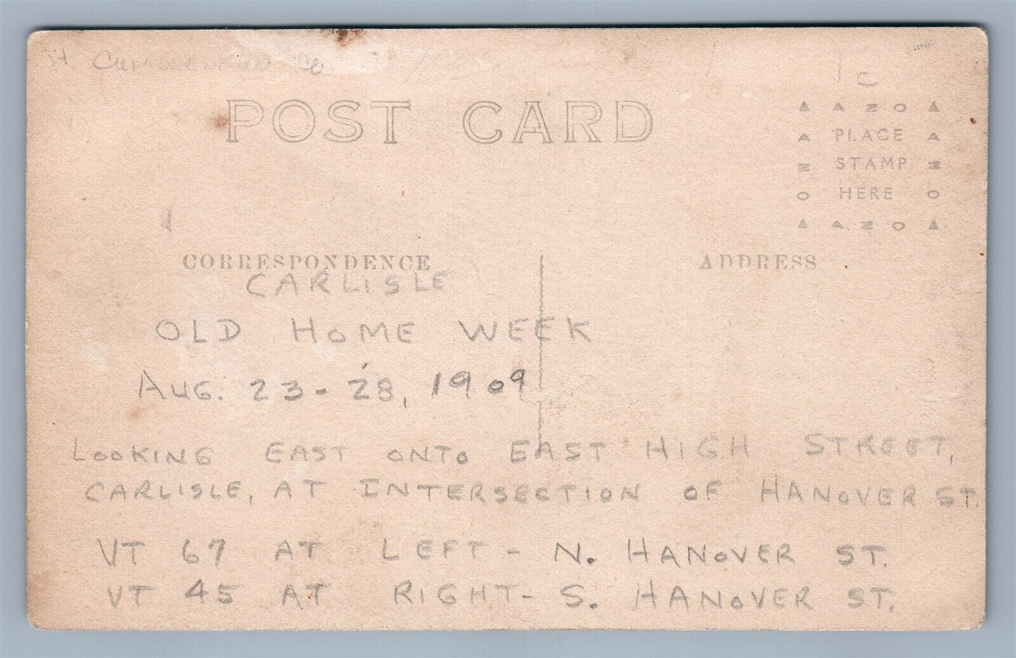 CARLISLE PA OLD HOME WEEK 1909 E. HIGH STREET ANTIQUE REAL PHOTO POSTCARD RPPC