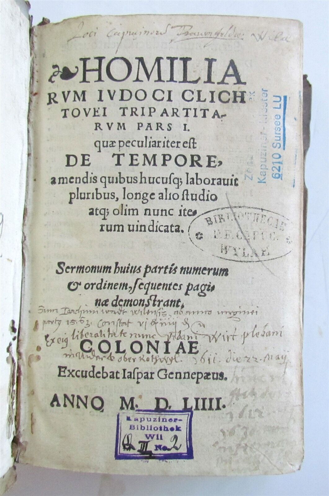 1554 Homiliarum tripartitarum by Josse Clichtoveus antique PIGSKIN BOUND vol. I