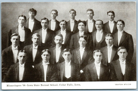 CEDAR FALLS IA IOWA STATE NORMAL SCHOOL MINNESINGERS '08 ANTIQUE POSTCARD