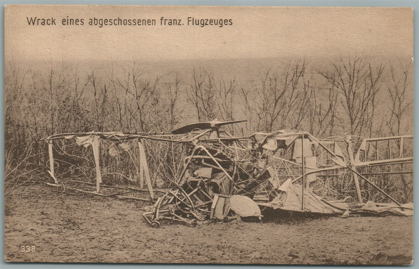 BIPLANE AEROPLANE CRASH GERMAN ANTIQUE POSTCARD