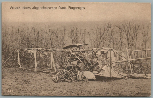 BIPLANE AEROPLANE CRASH GERMAN ANTIQUE POSTCARD