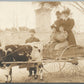 COW DRAWN WAGON ANTIQUE REAL PHOTO POSTCARD RPPC