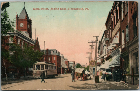 BLOOMSBURG PA MAIN STREET ANTIQUE POSTCARD